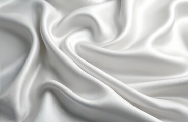 Obraz premium White gray satin background. Silver fabric silk texture with soft blur natural pattern. Elegant curves, waves, flow, metallic motion. Luxurious sensual shine for decoration design projects.