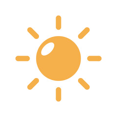 Bright orange sun icon. Vector.