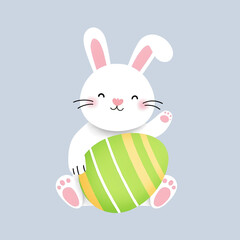 Easter Bunny Cartoon Illustration, Cute Holiday Rabbit Character