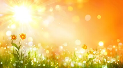 Obraz premium Vibrant Sunny Meadow with Blooming Flowers and Bokeh Background