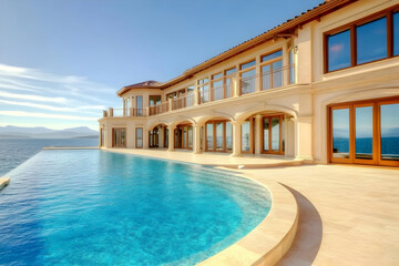 Fototapeta premium Oceanfront Luxury Villa with Infinity Pool