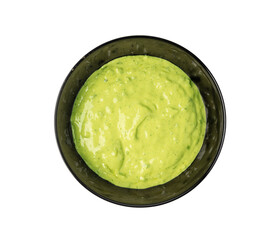 Green mojo verde sauce in bowl isolated