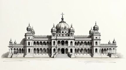 Obraz premium Elegant Ink Illustration of the Royal Pavilion in Brighton