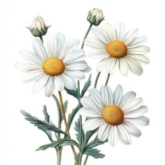 Obraz premium Vintage white daisies isolated on white background, White daisy