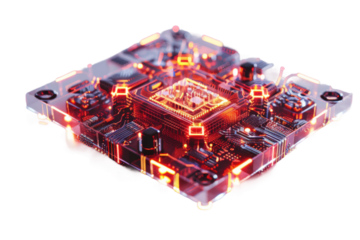 Glowing Processor: A high-tech circuit board processor bathed in an ethereal glow, signifying innovation and technological advancement. 