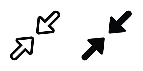 Zoom arrow button icon. zoom out button media control interfaces in line design and flat design. Video audio player interface in rounded corners. Vector illustration. Editable stroke EPS 10