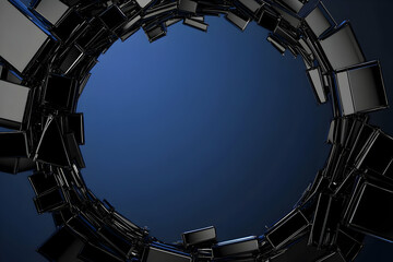 Abstract 3D Background: Dark Cubes in Orbit