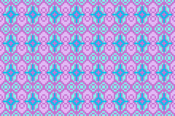 Cross Stitch pattern with Floral Designs. Traditional cross stitch needlework. Geometric Ethnic pattern, Embroidery, Textile ornamentation, fabric, Hand stitched pattern, Cultural stitching pixel art.