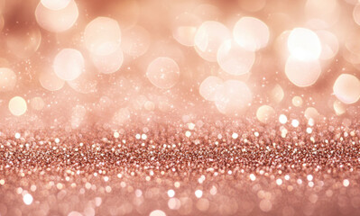 rose gold bokeh glitter background with sparkle backdrop texture design.	