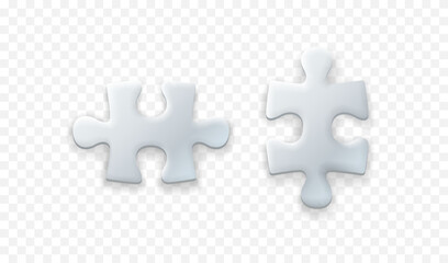 Obraz premium White puzzle on transparent background, puzzle fragment. Vector illustration 