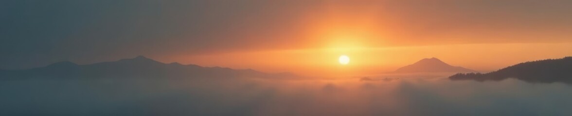 Obraz premium Misty dawn breaks over a dull greyish-brown sky, grey, sky