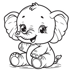 Super Simple Baby Elephant Coloring Page – Cute Outline Illustration for Kids
