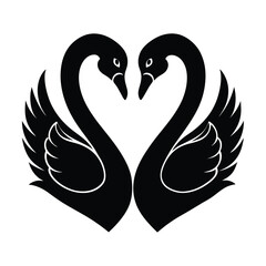 Fototapeta premium Two elegant swans forming a heart shape with their necks