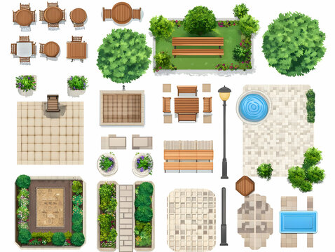 Top View Park Illustration: Landscape Design Elements