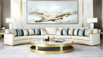 Abstract Landscape Illustration: Modern Living Room Decor