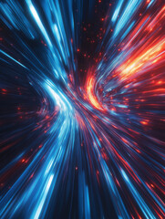 Obraz premium Abstract speed motion effect, race car transforming into light streaks