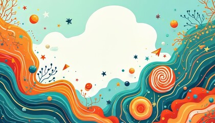 Abstract Colorful Swirls Background Design for Print and Web