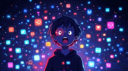 Boy overwhelmed by social media