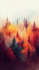 Misty Autumn Forest Illustration