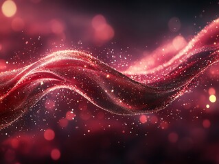 Red flowing fabric, glittery background