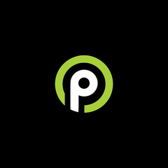 letter P circle minimalism business company logo vector illustration template design