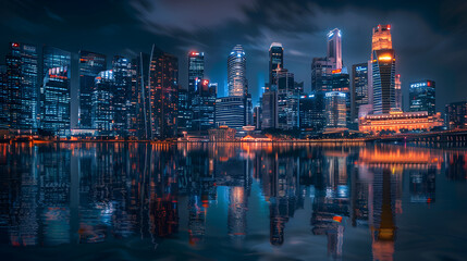 A dazzling, night-time panorama of Singapore's bustling cityscape and local attractions