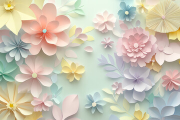 Obraz premium Colorful paper flower art in pastel tones