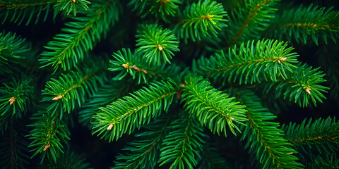 Lush Green Pine Branches Background Image