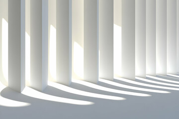 Abstract 3D White Pillars Sunlight Illustration