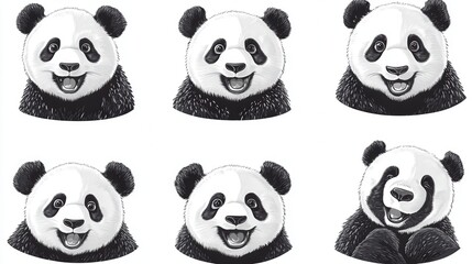 Fototapeta premium A lifelike black-and-white panda portrait showcasing intricate facial details for an elegant and sophisticated design