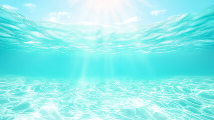 Obraz premium Sunlight shines from the water surface into the water bottom