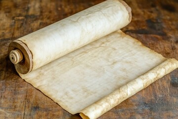 Old Paper Scroll on a Wooden Surface for Historical Context