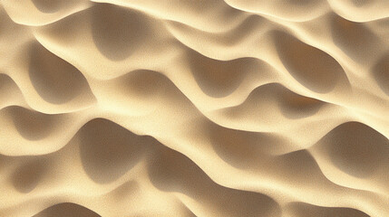 Aerial view of seamless windswept sandy beach ripples texture symbolizing natural rhythm and harmony. Realistic 8k desert sand dunes pattern for modern 3D design and height mapping