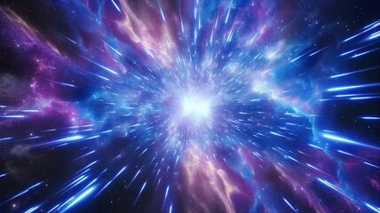 Naklejka premium Colorful explosion in space with particles and dust