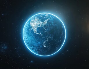 Obraz premium Earth at night, city lights, space, stars, environmental