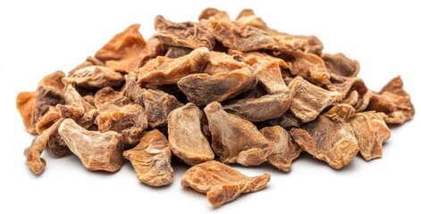 Dried parsnip pieces, healthy food, kitchen ingredient, white background, cooking