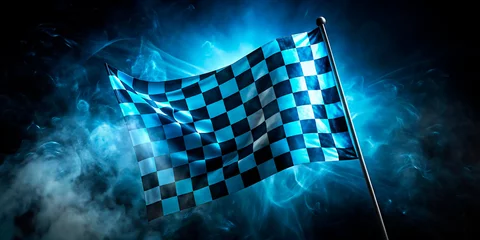  checkered flag on blue background © AI   NEX GEN