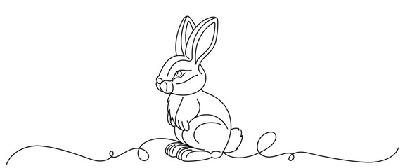 vector illustration of a rabbit, line art style. easter design elements