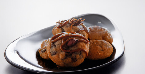 Delicious Homemade Caramel and Seed Cookies Close-up