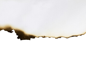 White paper burned isolated on white background with clipping path.