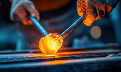 Blacksmith Forging Glowing Hot Metal with Precision and Sparks