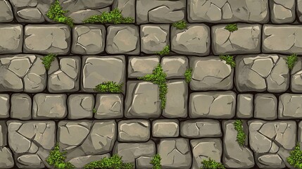Stone wall pattern with moss
