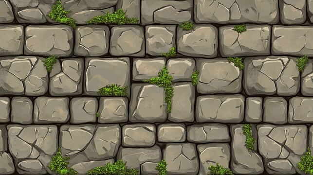 Stone wall pattern with moss