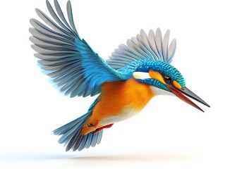 Fototapeta premium Kingfisher bird in flight natural habitat wildlife photography close-up