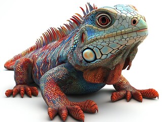 Obraz premium Colorful iguana in studio lighting creative photography artistic display