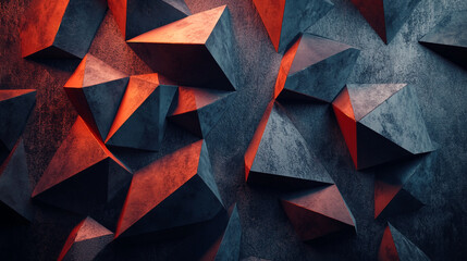 Abstract dark red and gray geometric polygonal background 3d art wall design modern shapes grunge