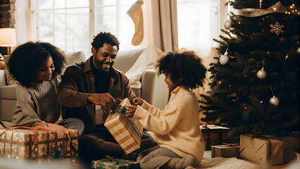 Family christmas festival celebration home photography cozy living room intimate viewpoint joyful moments