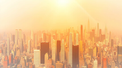 Fototapeta premium Golden Hour Cityscape Illustration