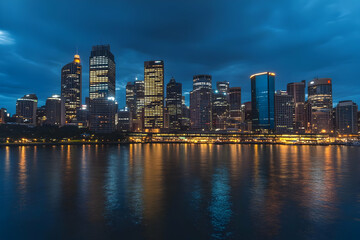 Fototapeta premium Night Cityscape Photo: Illuminated Skyscrapers