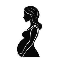 Joyful Expectant Mother Silhouette Displaying a Smooth Side Profile
